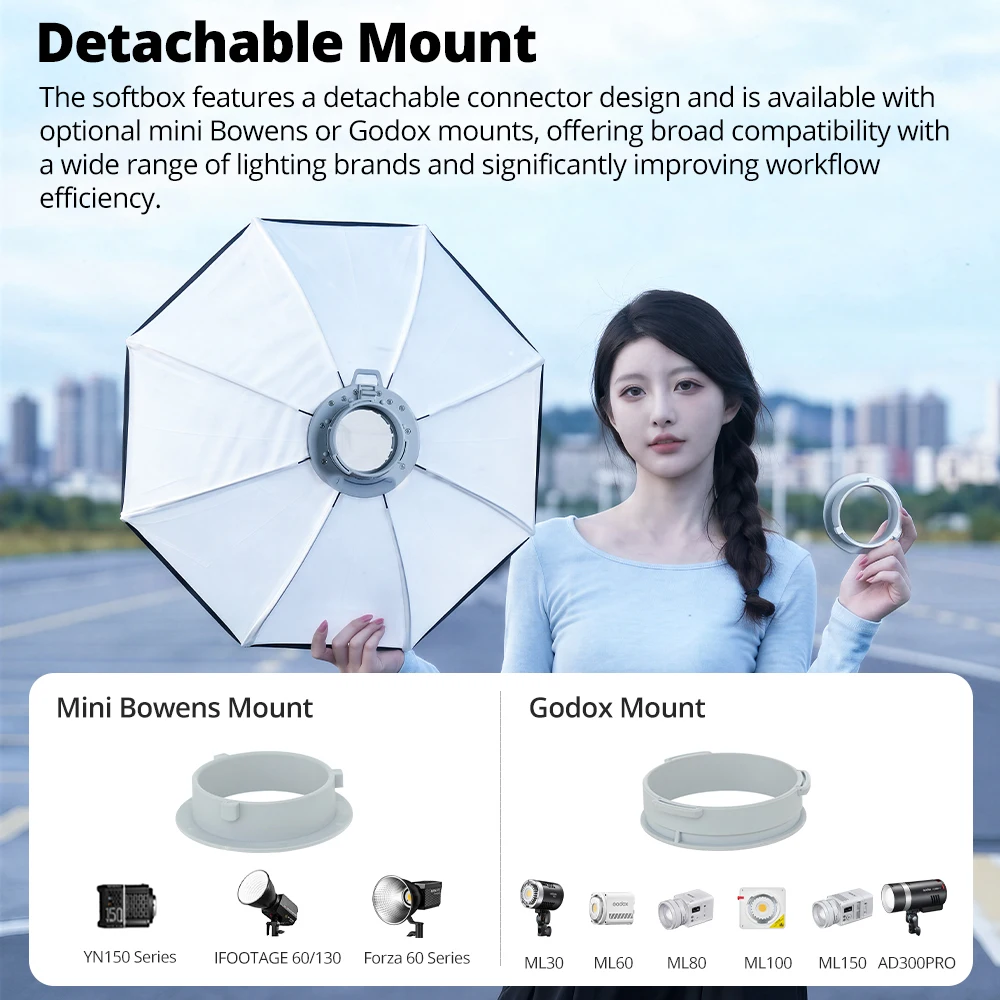 NEW！AMBITFUL Q1 Mini Bowens/Mini GODOX 30cm 45cm Octa Softbox 20*55cm Strip Softbox 30cm Softball 45cm Bounce Softbox For GODOX