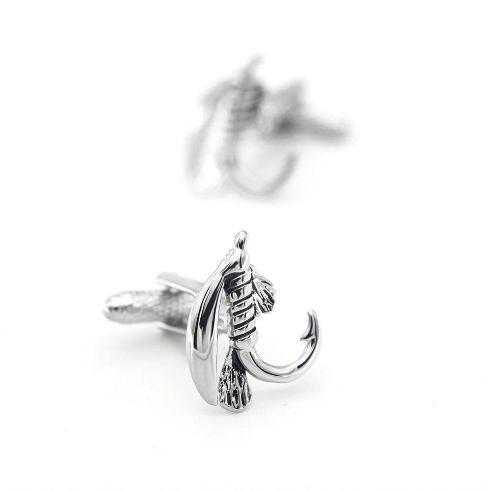Personalized Fishing Themed Cufflink Three Dimensional Fly Fishing Hook Cufflinks Men's Business Banquet Dress Shirt Accessories