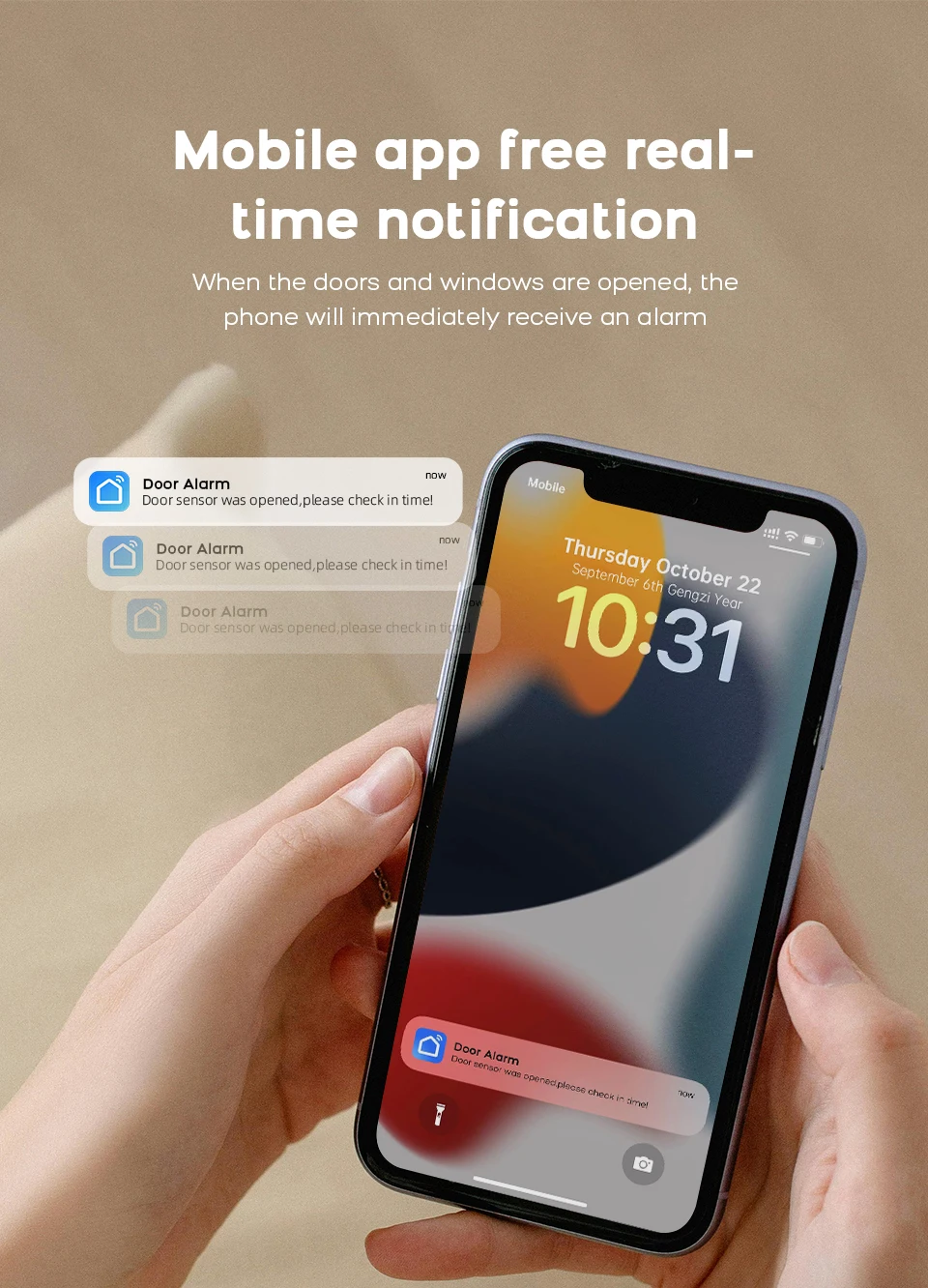 PGST WLAN-Tür- und Fenstersensor, unabhängiges Alarmsystem, drahtloser Sicherheitsdetektor, Diebstahlschutz, Hausautomation, Sicherheitsvorkehrung, kompatibel mit der Tuya Smart Life App zur Steuerung für Zuhause, Büro und Garage. – Detail 2