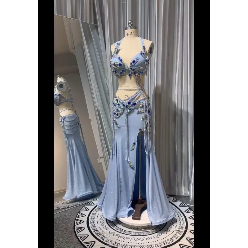 Customized Women Belly Dance Dress Oriental Dance Clothes Performance Costume Set