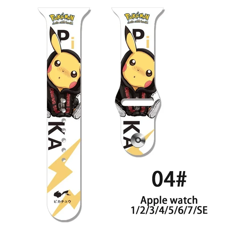 Pokemon Pikachu Anime New Strap for Apple Watch Band 45mm 44mm 41mm 38mm 42mm 40mm Bracelet for IWatch 7 6 5 4 Cartoon Watchband