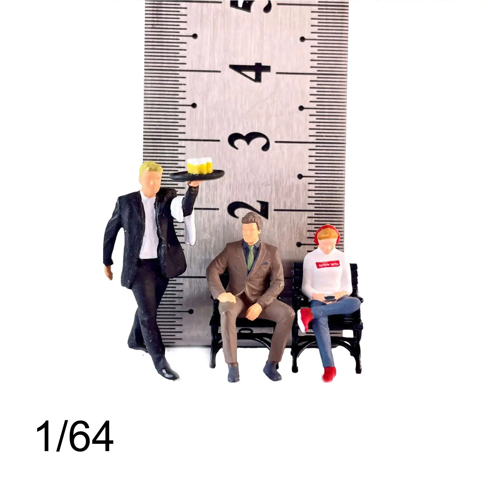 Juego de 3 mini figuras de restaurante a escala 1:64 para decoración de micropaisaje