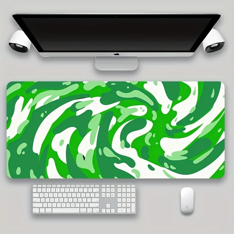

Extra-large abstract wave design mouse pad, anti-slip rubber base, computer office desk accessory, desk mat