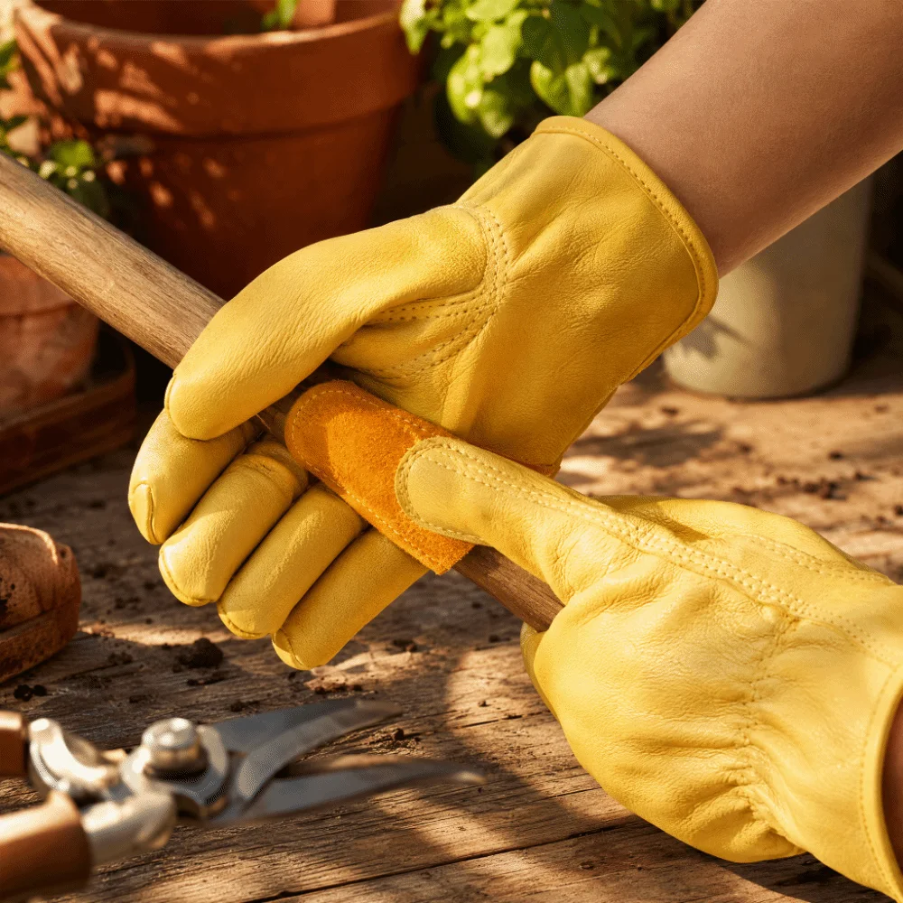 Flex Grip Leather Work Gloves Wear-Resistant Insulated Cowhide Working Glove Soft Stretchable Wrist Safety Work Gloves