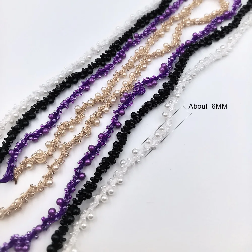 50CM Beaded Lace Pearl Lace Woven Ribbon Colorful DIY Handmade Jewelry Necklaces Bracelets Clothes Lace Materials