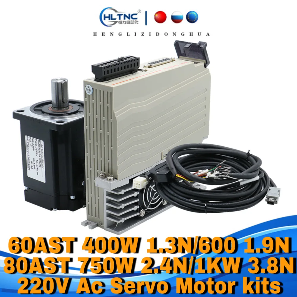 60AST 400W 1.3N 600W 1.9N 80AST 750W 2.4N 1KW 3.8N 110V 220V Ac Servo Motor With Magnetic 17bit Absolute Encoder + T3D For CNC