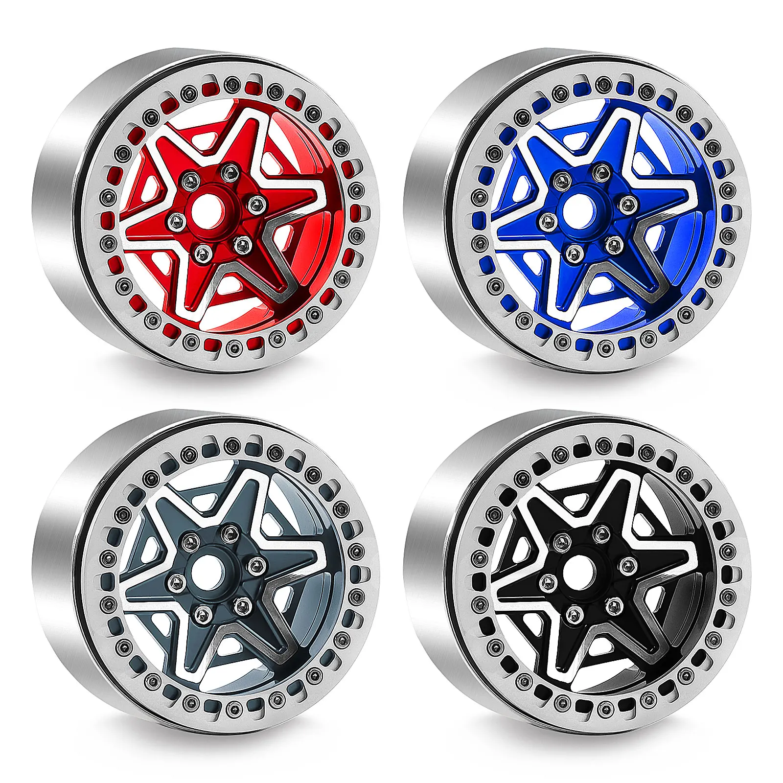 

2.2-inch RC Beadlock Wheel Rims for 1/10 Axial SCX10 TRX4 TRX6 D90 Wraith Capra RC Crawler Aluminum Alloy Wheel Upgrade Parts