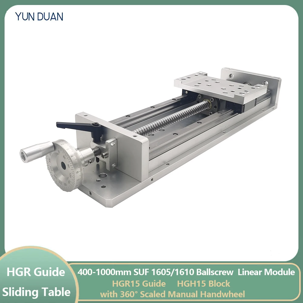 500~1000mm Stroke CNC Sliding Table Scaled Manual Handwheel SFU1605/1610 Ball Screw Slide Linear Stage Manual  Mobile Workbench