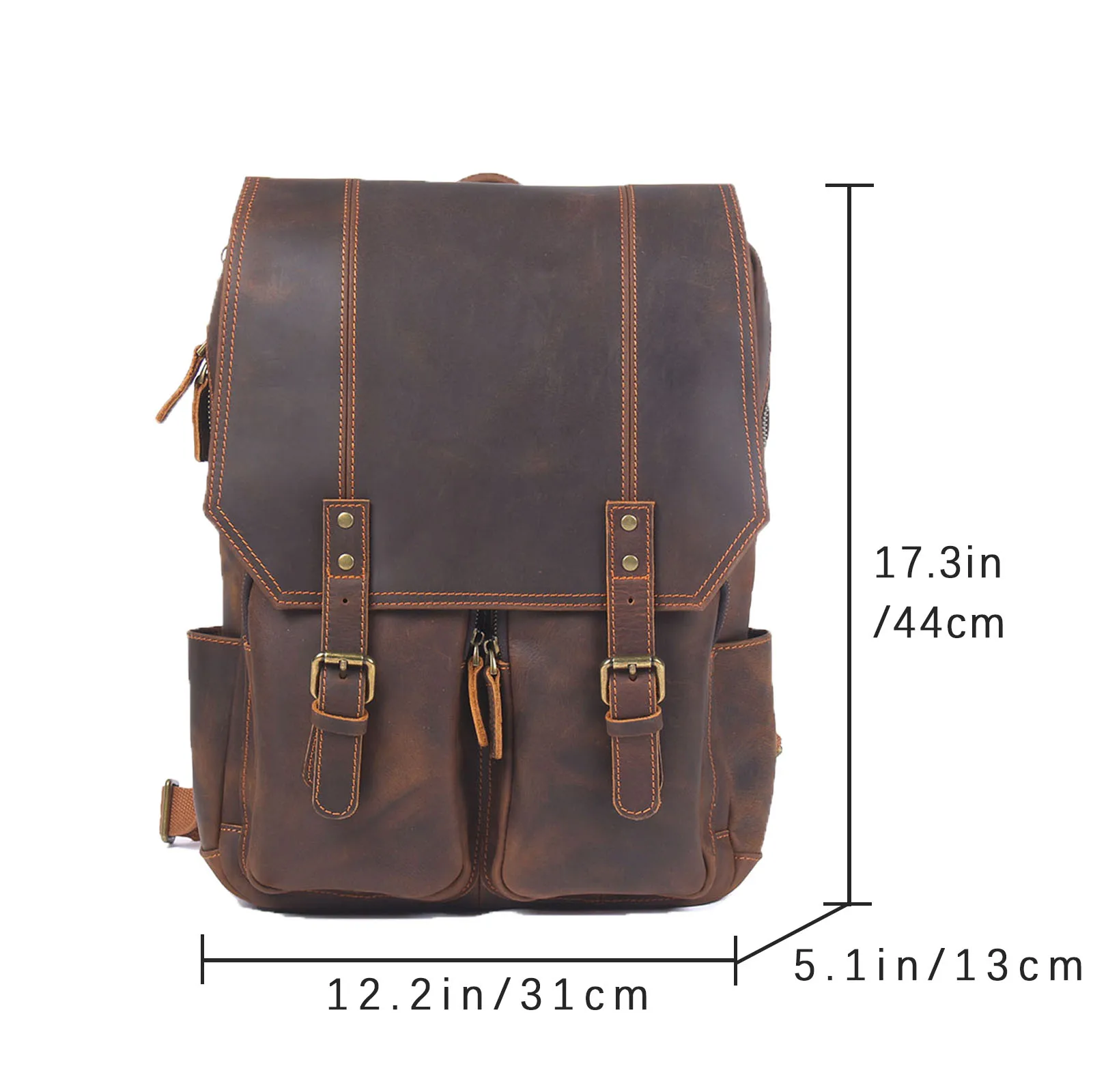 S.WORKER Vintage Echtleder-Rucksack Laptop-Tasche Lässige Crazy-Horse-Leder Schultasche Outdoor-Reise-Weekender-Tasche – Detail 3
