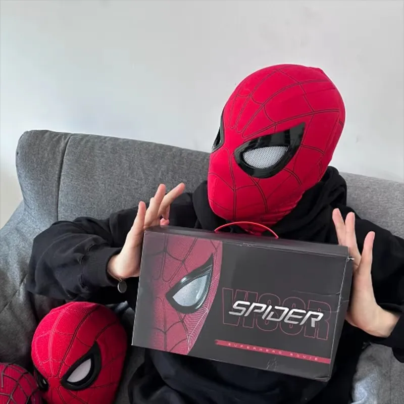 2026 Popular Breathable Spider Man Miles 11 Electronic Mask Moving Glowing LED Eyes Control Cosplay Headgear for Cool Gift
