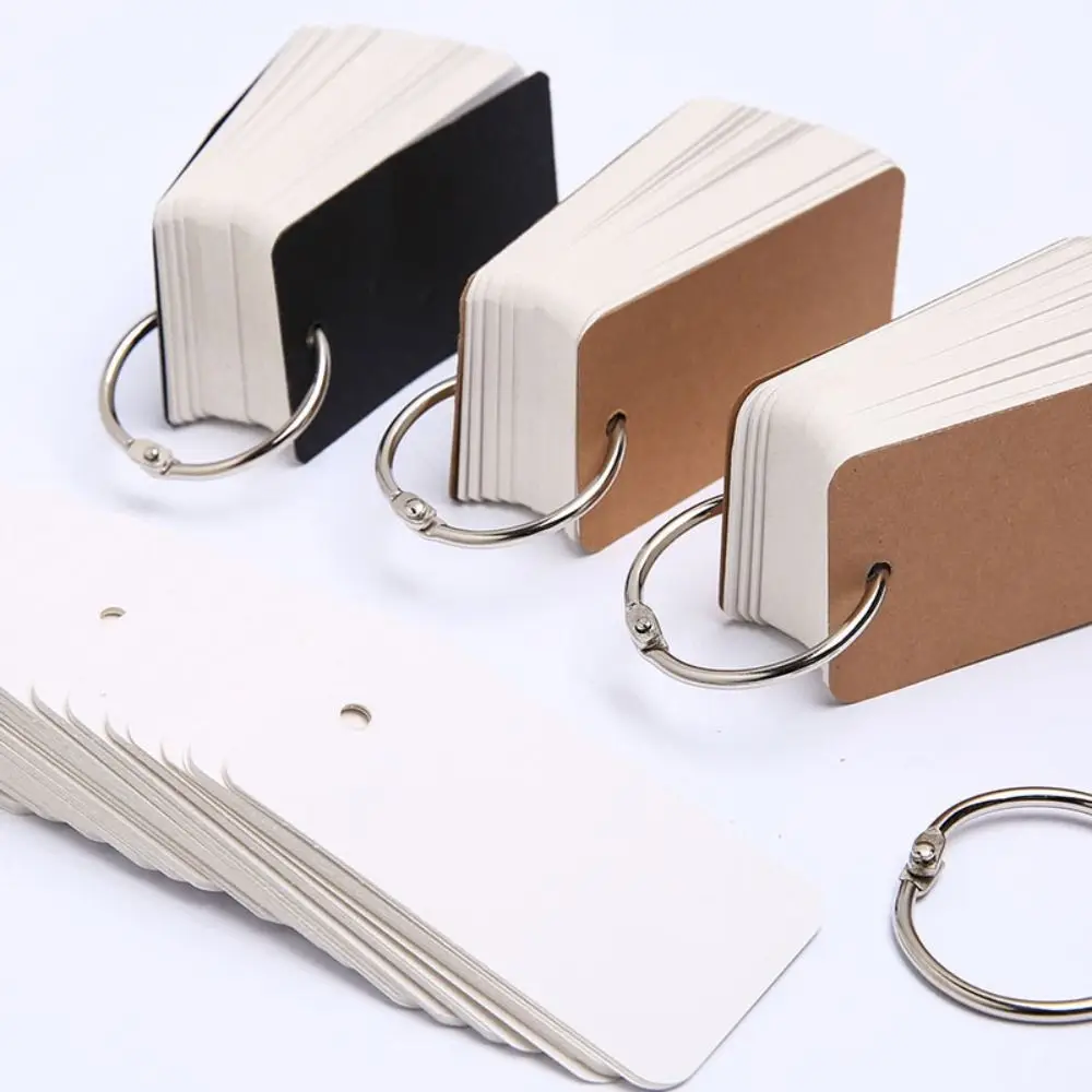 Students Gift Loose-leaf Memo Pad Hard Cover With Metal Ring Note Pad DIY Blank Card Stationery Mini Notebook
