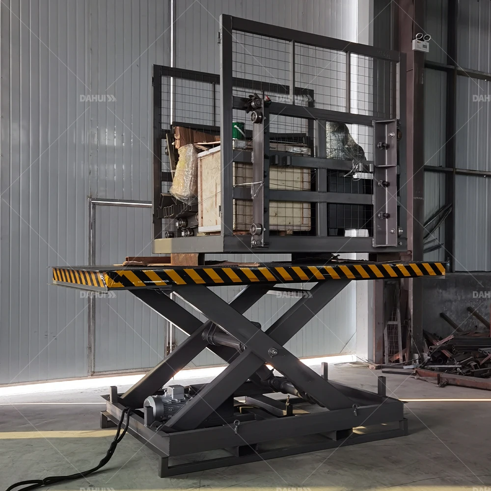 DAHUI CE Certified Fixed Scissor Lift Steel Platform Electric Lift Anti-slip Remote Control Operation Safe