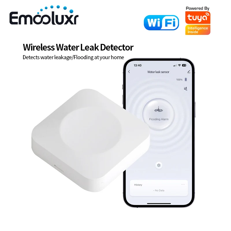 

Water Leak Sensor Tuya 2.4G WiFi 433MHz 4.5cm Probe Wireless Detector Tuya App Remote Monitor for 433MHz Black Brass Valve