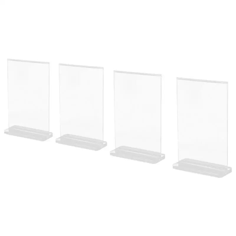 Soporte de acrílico transparente para menú de 4 piezas, soporte de escaneo para póster de escritorio, estante de exhibición de letreros de tienda, 12,8x9x4,5 cm