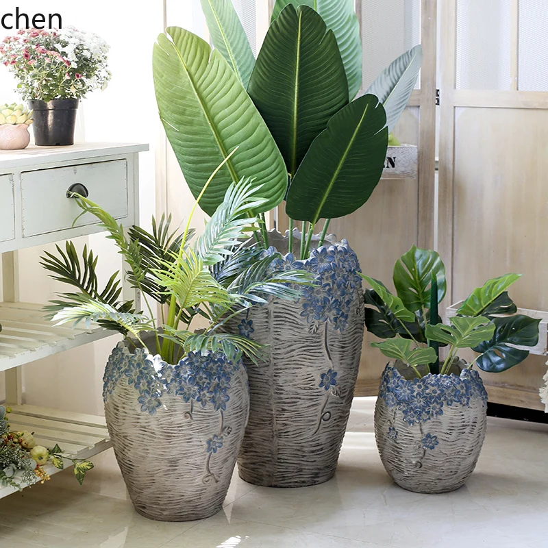 

ZML decorative outdoor balcony flower pot arrangement shopping mall courtyard large hotel flower pot combination ornament