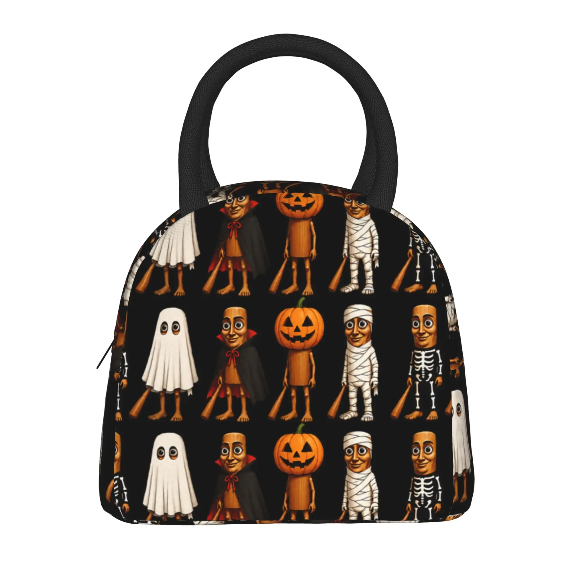 Funny Halloween Tung Sahur Pumpkin Skeleton Vampire Ghost Lunch Bag Picnic Lunch Box For Women Vintage Thermal Tote Handbags