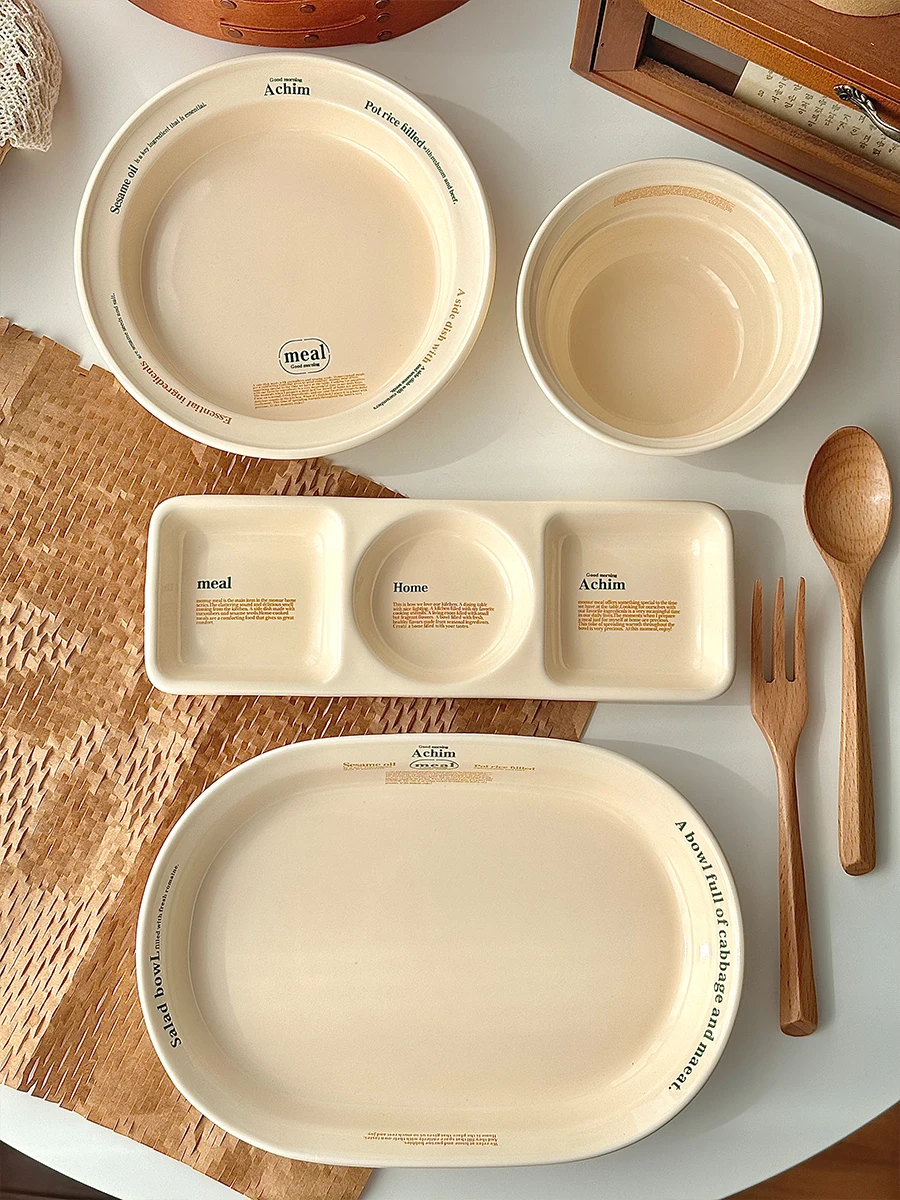 Plato de Cerámica Estilo Ins, Plato Pequeño para Postre, Ensalada, Desay, Guarón, Forma Redonda, Vala Hecha en China