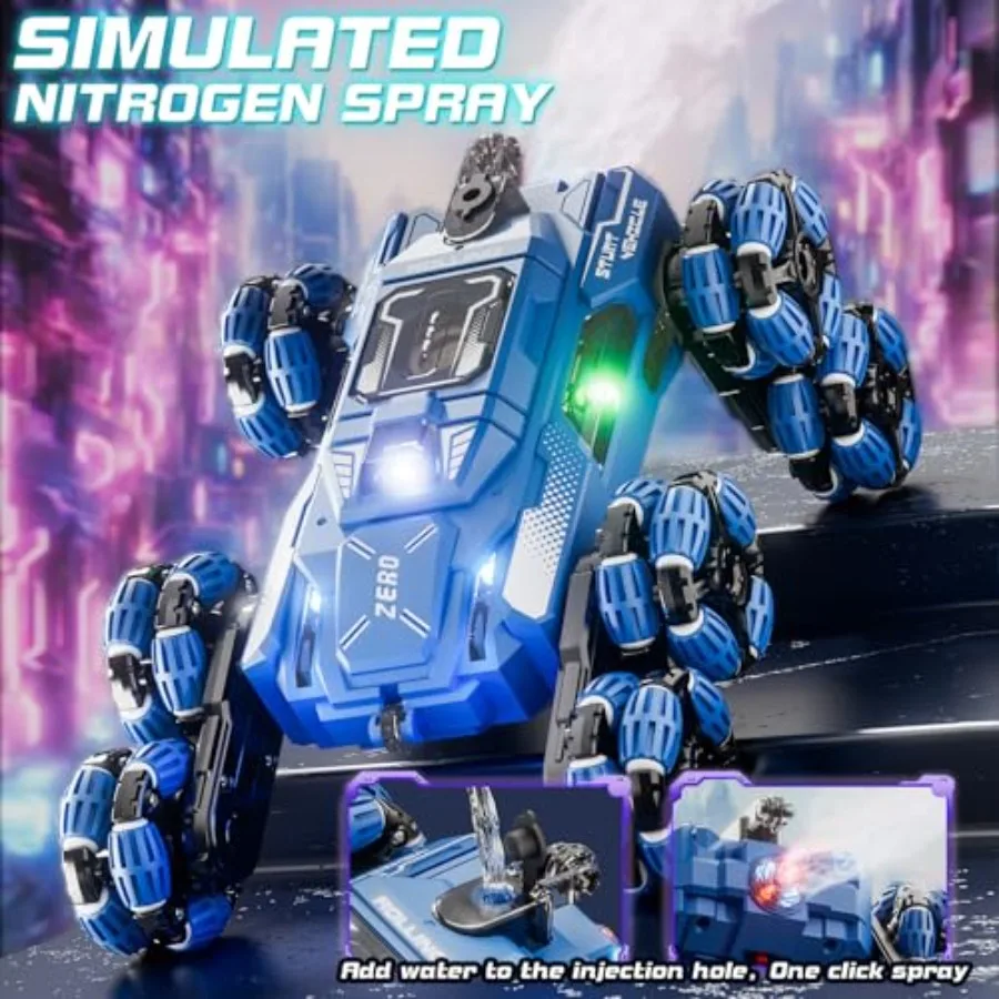 Stunt Car For Indoor And Outdoor Use, ABS Plastic, Red, 8-Wheel Double-Sided Climbing With Gesture And Remote Dual Control, Bui