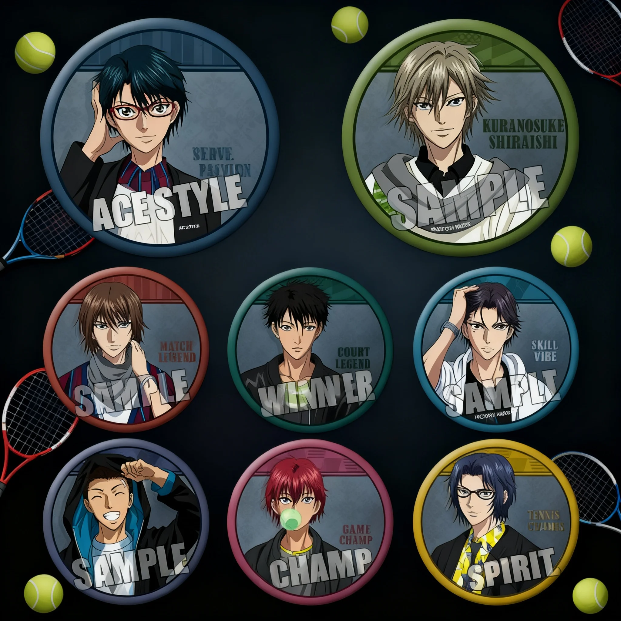 

Anime Badge New Prince of Tennis Badge Ryoma Echizen Keigo Atobe Akatsuki Kirito Anime Merchandise Brooch Pin Stock Now
