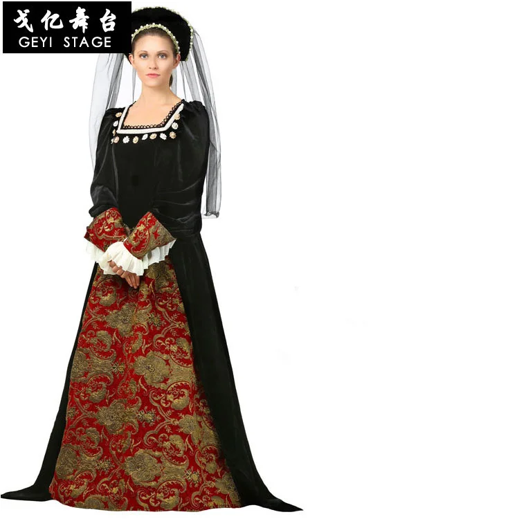 Halloween Purim Queen European Retro Court Suit Medieval British Queen Costume Adult Luxury Cosplay Costume