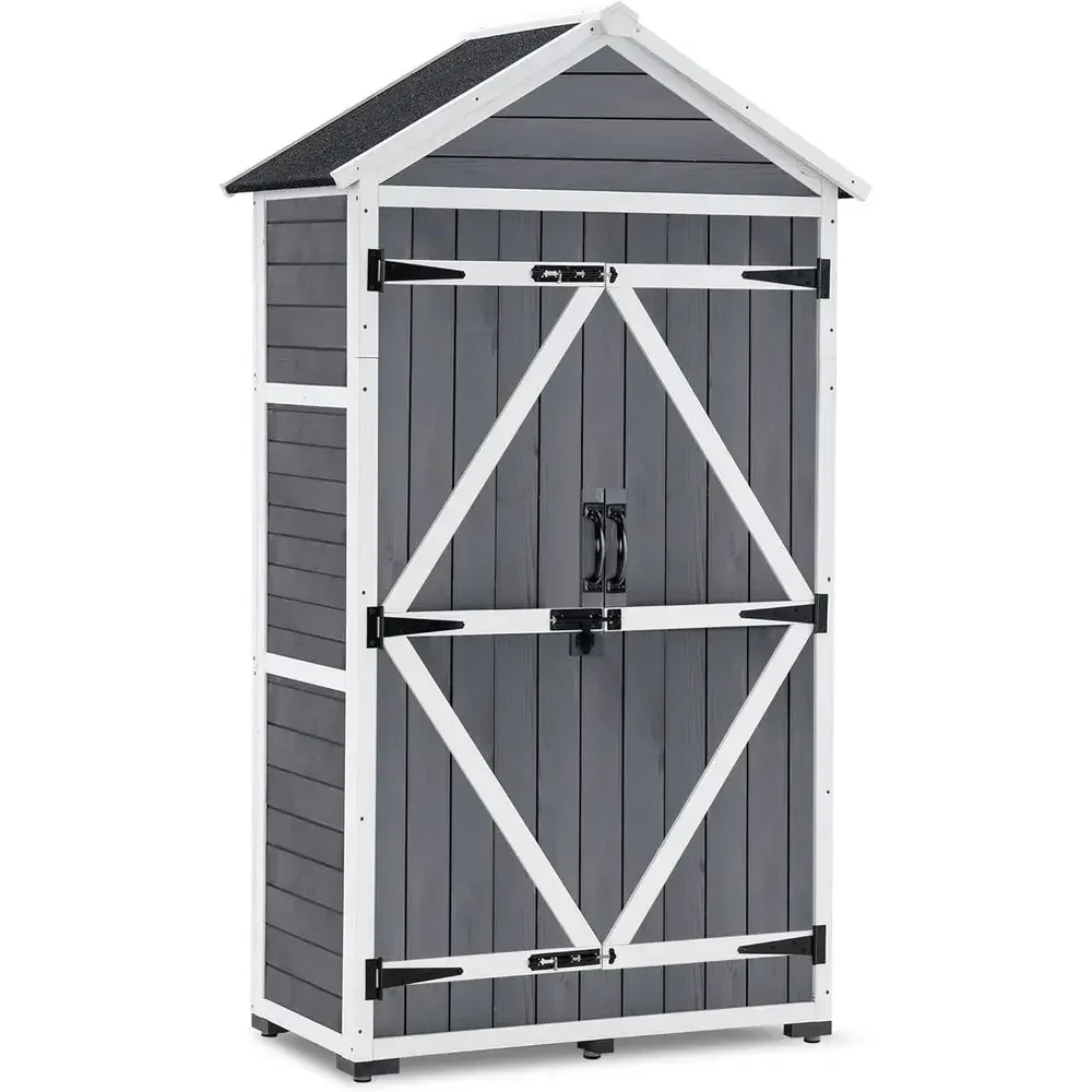

Durable Outdoor Storage Cabinet with Two Shelves, Weather-Resistant Shed for Lawn and Garden Tools