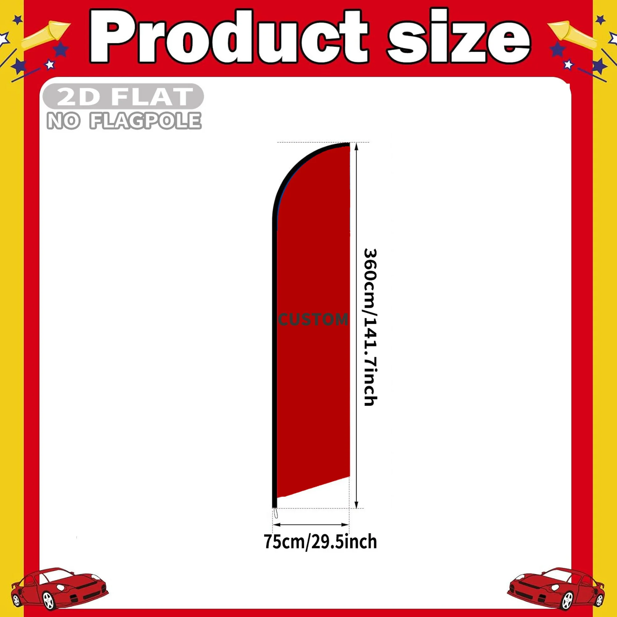 1pc Custom 2D FLAT Beach Feather Flag Banner, Single Side Digital  Printing 75*360CM Flag, Polyester Fabric Custom Outdoor Flag