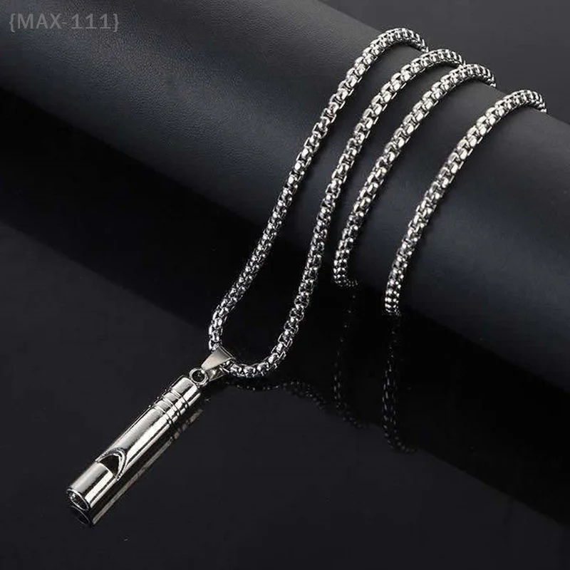 Whistle Necklace Pendant Emergency Survival Whistle Outdoor Hiking Camping Necklaces Stainless Steel Punk Whistle
