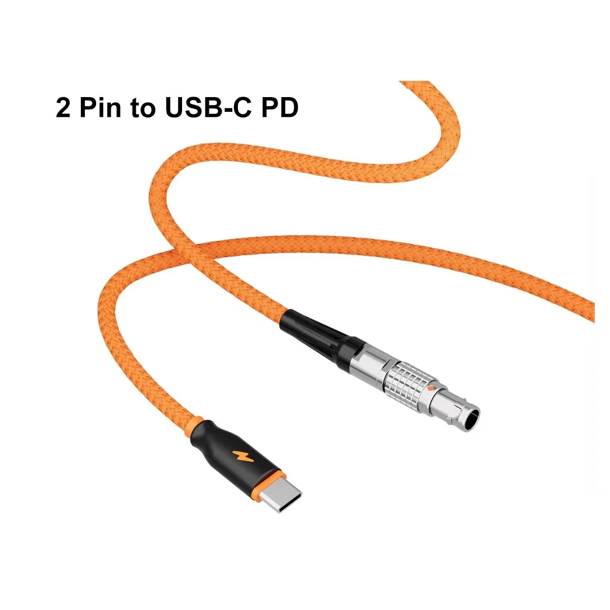 ZGCINE Straight 2-Pin to USB-C PD Power Cable 12V 3A 36W Max Nylon Braided 60cm for Teradek SmallHD Z-CAM