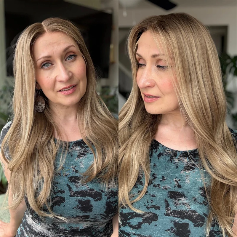 New In Ombre Blonde Brown Synthetic HD Lace Front Wig for Women Glueless Wig Preplucked Hairline Party Cosplay Daily Wigs 24'