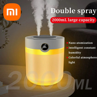 Xiaomi 2L Large Capacity Dual Nano Mist Humidifier Super Large Tank 7 Color Night Light Smart Digital Display For Home Office