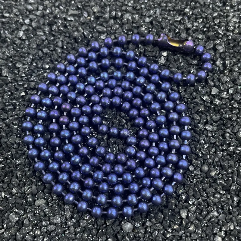New Pure Titanium Burnt Blue Bead Chain Necklace with A Width of 2/2.4/3/4mm Unisex Allergy Free and A Length of 650mm  Matching