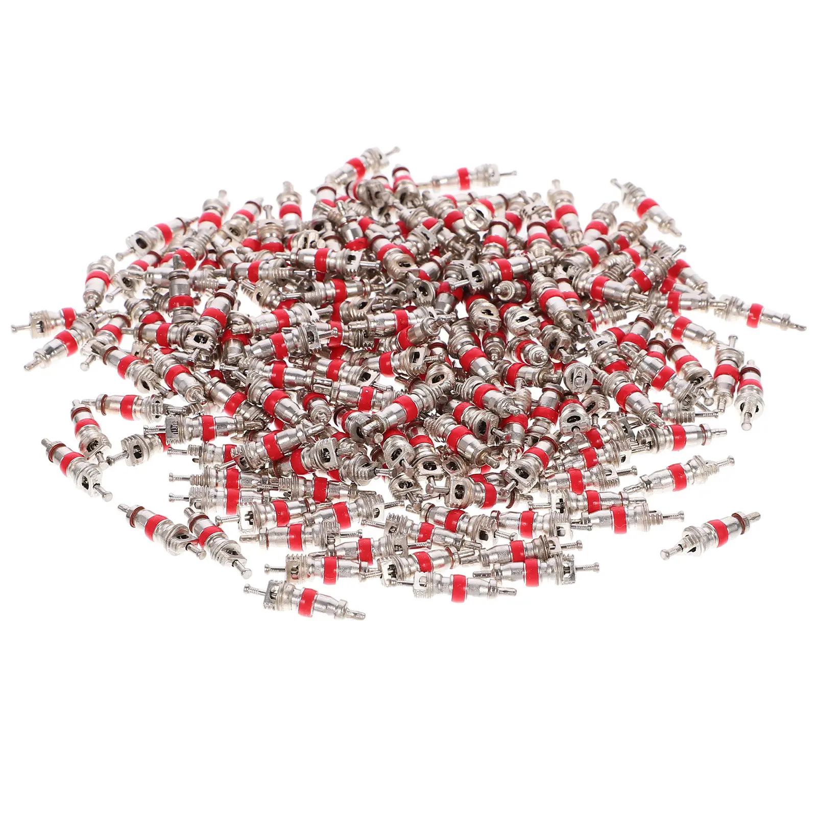 200Pcs Tire Piston Core Red High Performance Sealing Valve Core for Bike Motorcycle Road Mountain Zinc Alloy Anti-Leak