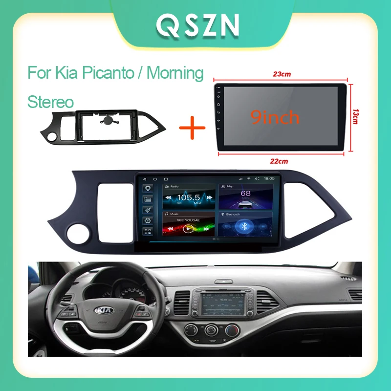 

QSZN auto 2Din Car Radio Fascia for Kia Picanto / Morning Stereo Dash Kit Fit Installation Trim Facia Face Plate Panel DVD Frame