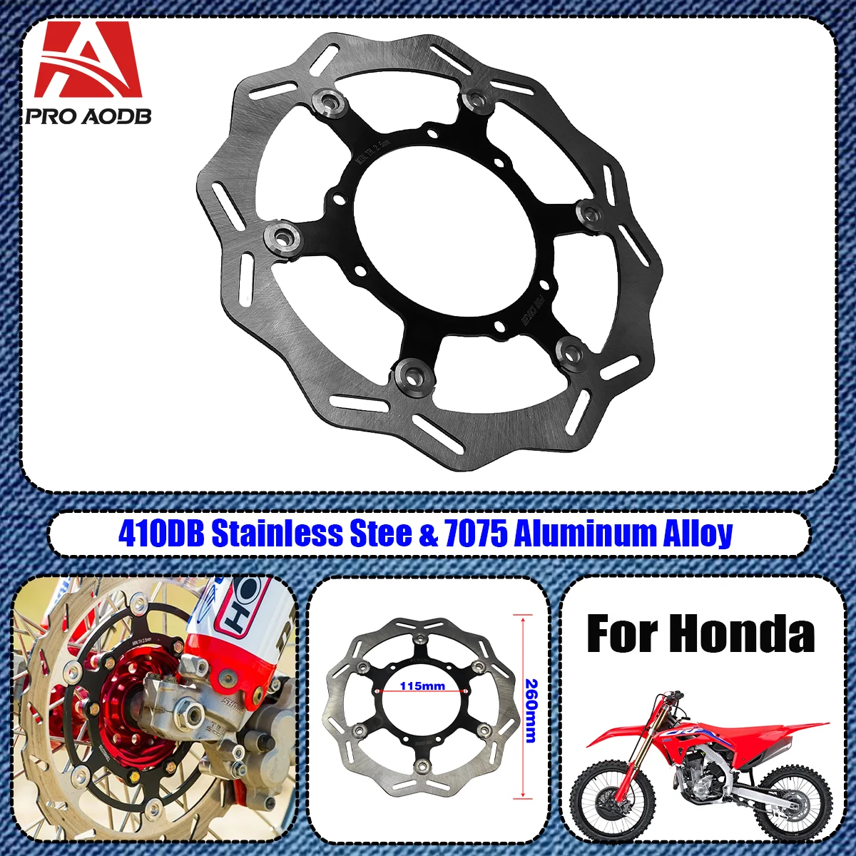 

2024 NEW Motocross 260MM Front Floating Brake Disc Brake Caliper Bracket For Honda CR CRF 250R 450R 250X 450X 450RX 2002-2023