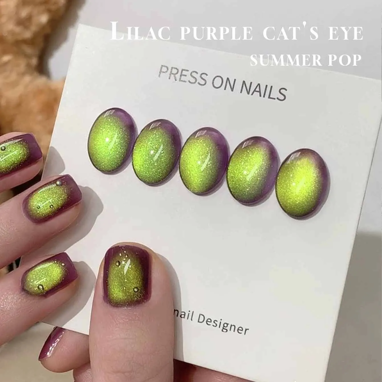 MIANEL 1-10pcs12ML Spring Nails Japanese Style Green Grape Purple Cat Eye Gel Nail Polish Purple Summer Nails Purple Nails