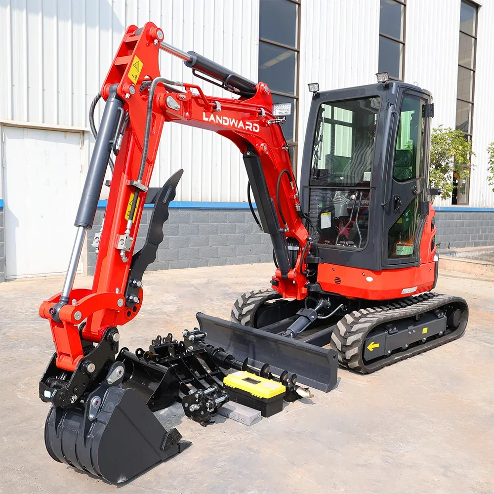 Miniexcavadora CE Euro 5 Landward de 3,5 toneladas personalizada con motor Kubota Miniexcavadora de 1,8 toneladas y 2 toneladas Uso agrícola en el hogar Entrega gratuita