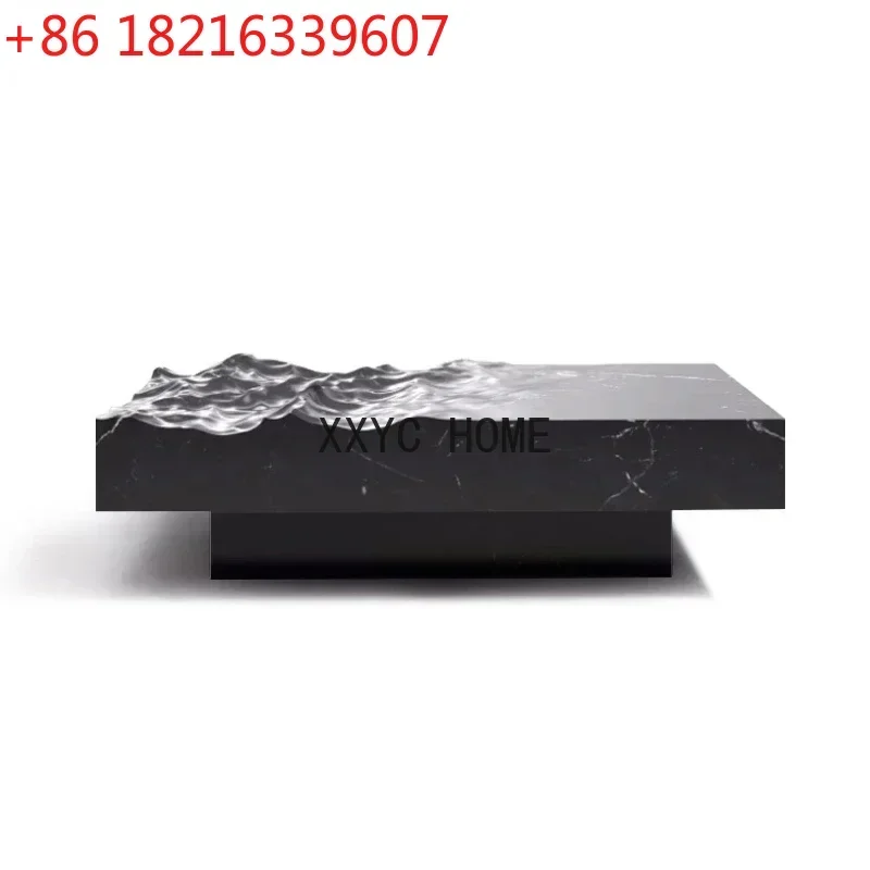 Imitation Marbling Wave Tea Table Zen Light Luxury round Water Ripple Square Tea Table