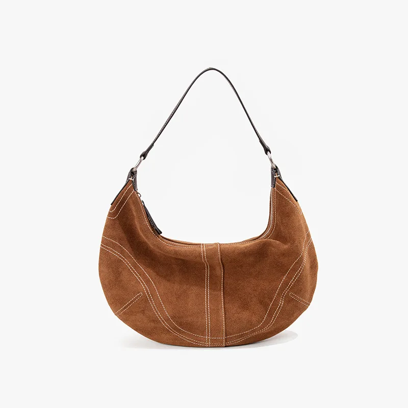 

Frosted cowhide Tote bag 2025 new design genuine leather suede large capacity dumpling bag women's one-shoulder crossbody bag
