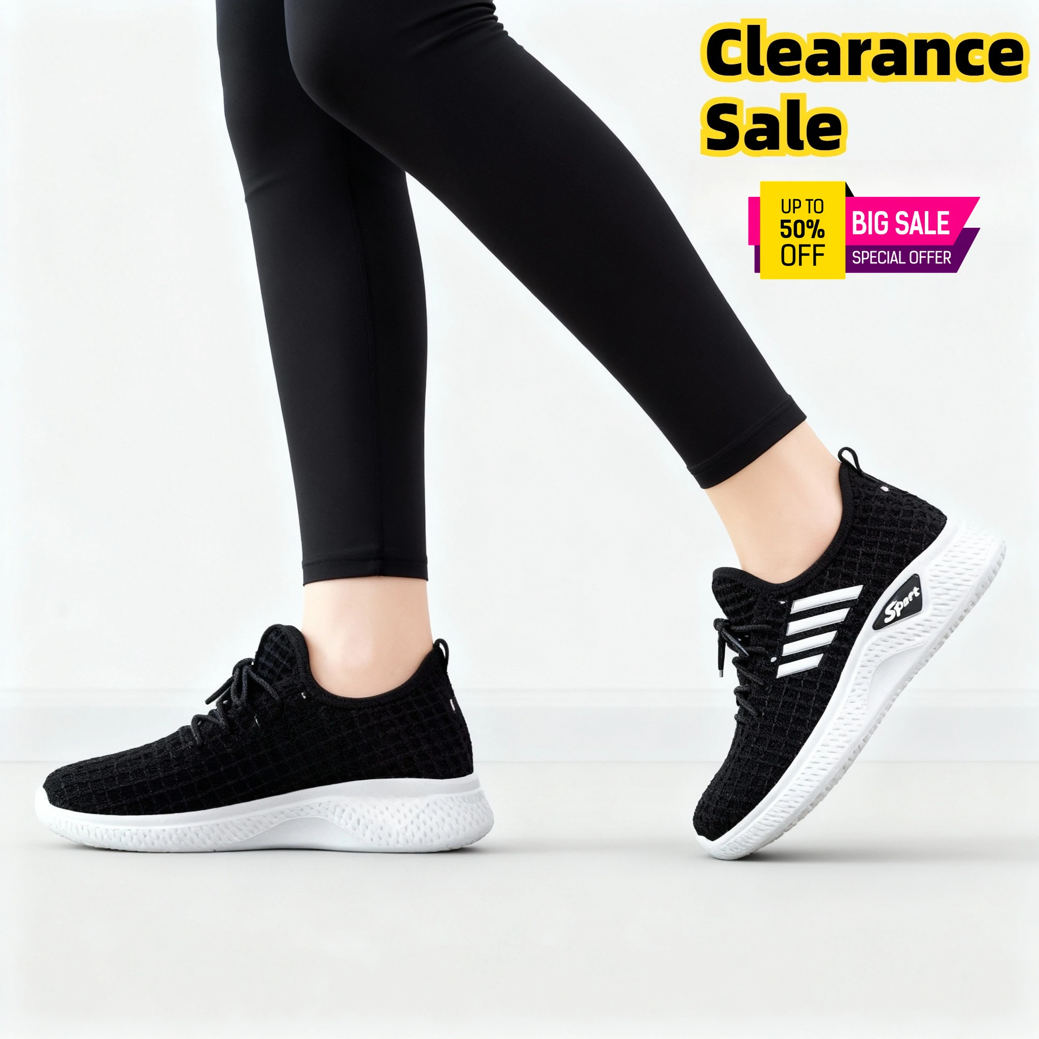 حذاء رياضي نسائي يسمح بمرور الهواء بنعال مبركن مضادة للانزلاق، حذاء جري للياقة البدنية (الصدر على القدم اليمنى معكوسة) #4