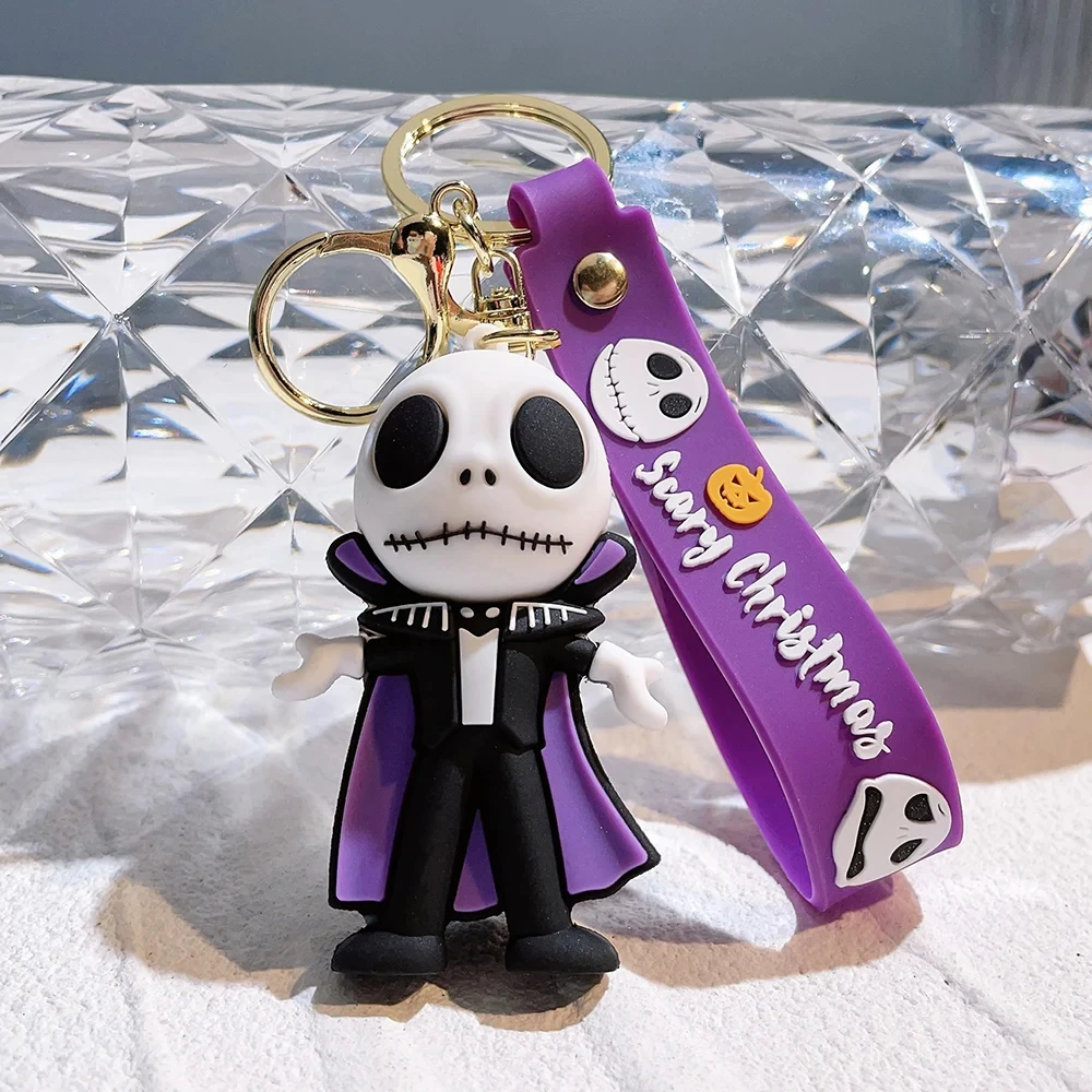 Disney Cartoon The Nightmare Before Christmas Keychains Jack Skellington Sally Pendant Keyrings Cute Doll Key Holder Jewelry