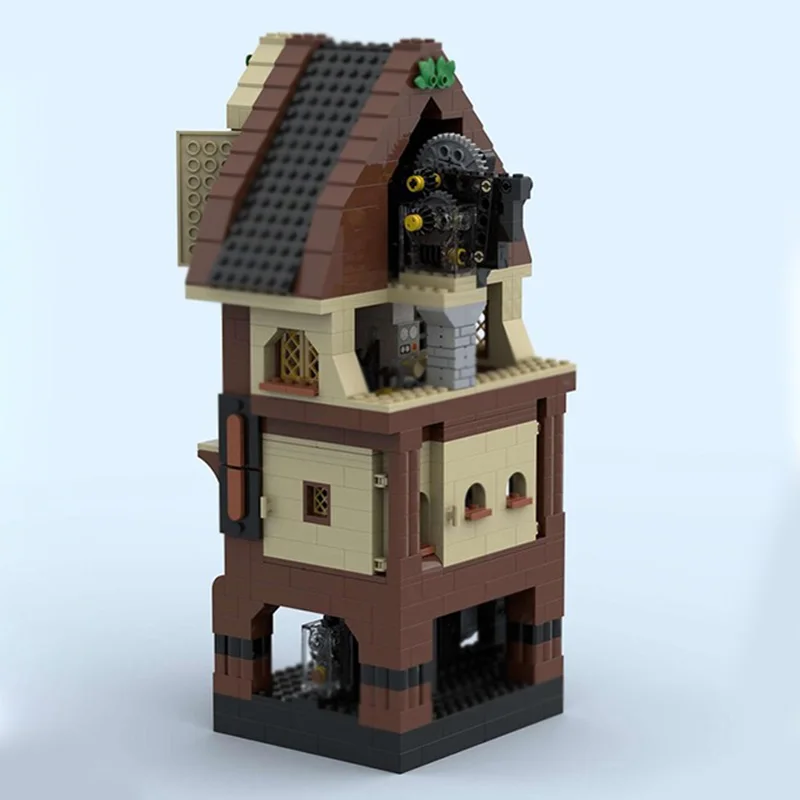 Medieval Castle Model MOC Building Bricks Cuckoo Clock Modular Technology Gifts Holiday Assemble Children Toys Suit