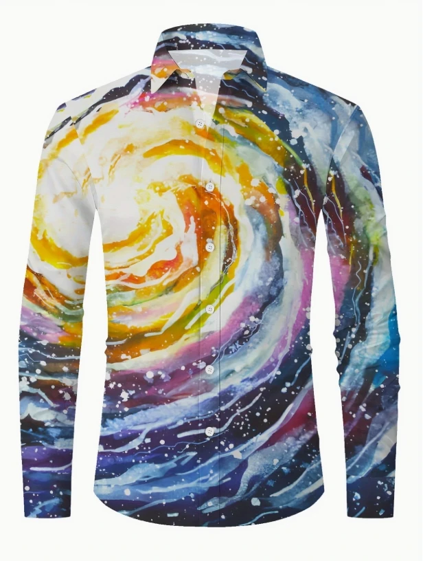 

Men's Casual Floral Print Button-Up Shirt - Polyester & Elastane Blend, Non-Stretch Fabric, Collar, Fabric2025