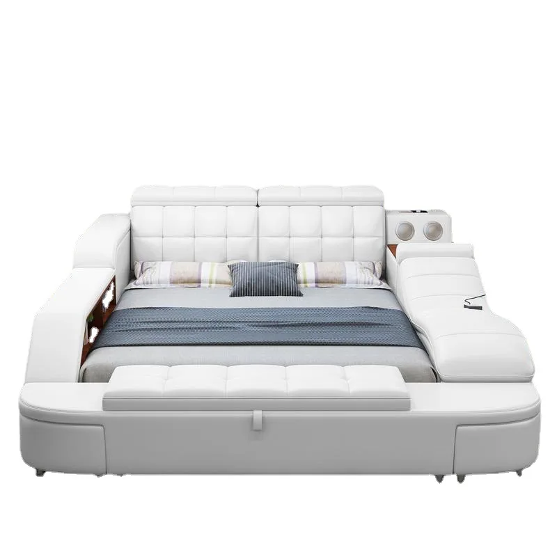 

leather bed double 1.8 meters multi-functional massage storage wedding