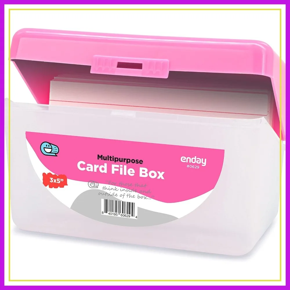 

Pink Index Card Holder, 3x5 Note Flash Card Organizer Case, Holds 250 Cards, Flip Top, Also Available in Multiple Colors (1 PC)