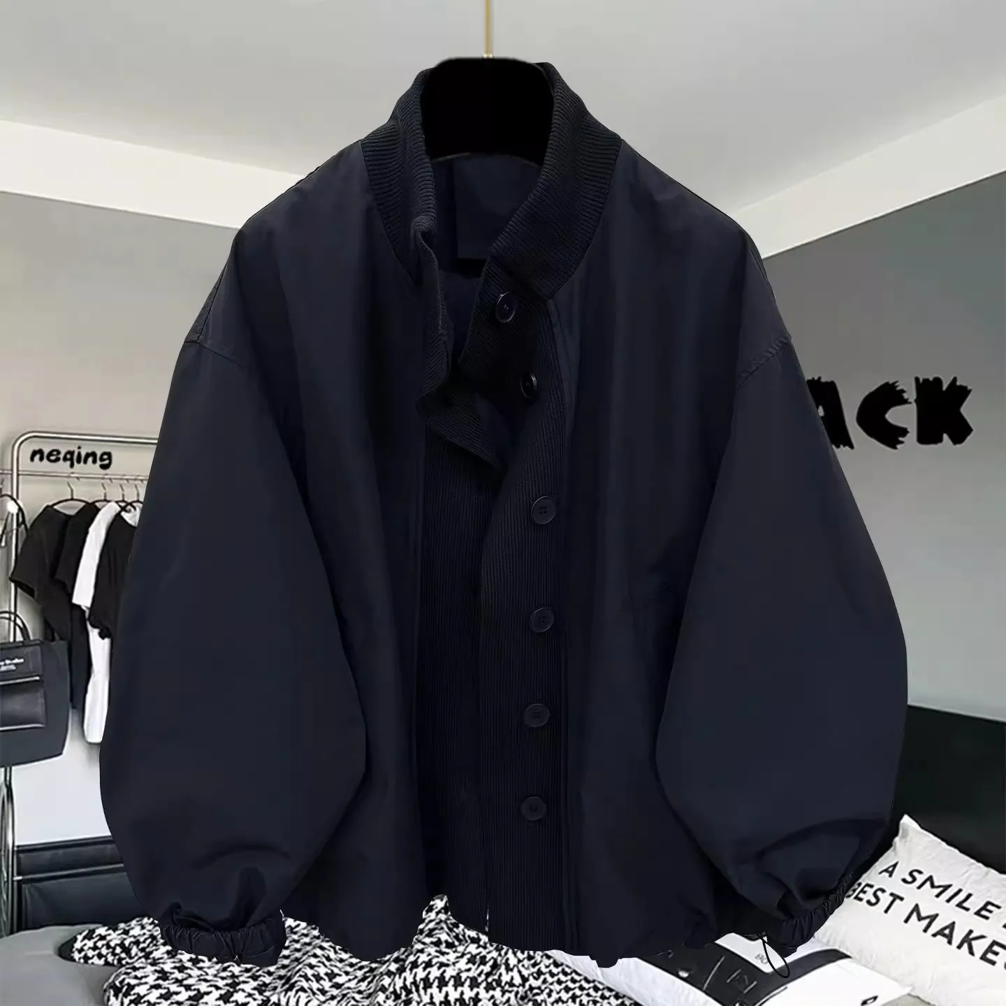 

Мужская повседневная куртка свободного кроя больших размеров, 300 Pou, с расслабленным воротником, осенне-зимняя, простая, стильная верхняя одежда для молодежи