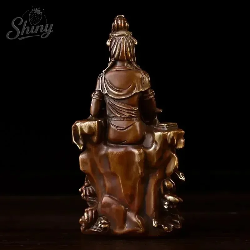 Chinese Feng Shui Copper Lucky Guanyin Ornaments Home Office Small Offering Buddha Statue Bodhisattva Decor Home Decor