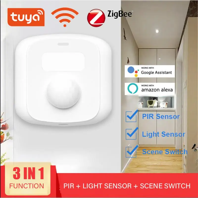 

Tuya Wifi Zigbee 3 In 1 Sensor Human Infrared Motion Detector Samrt Home Light Sensor Indoor Bulb Control Smart Scene Switch