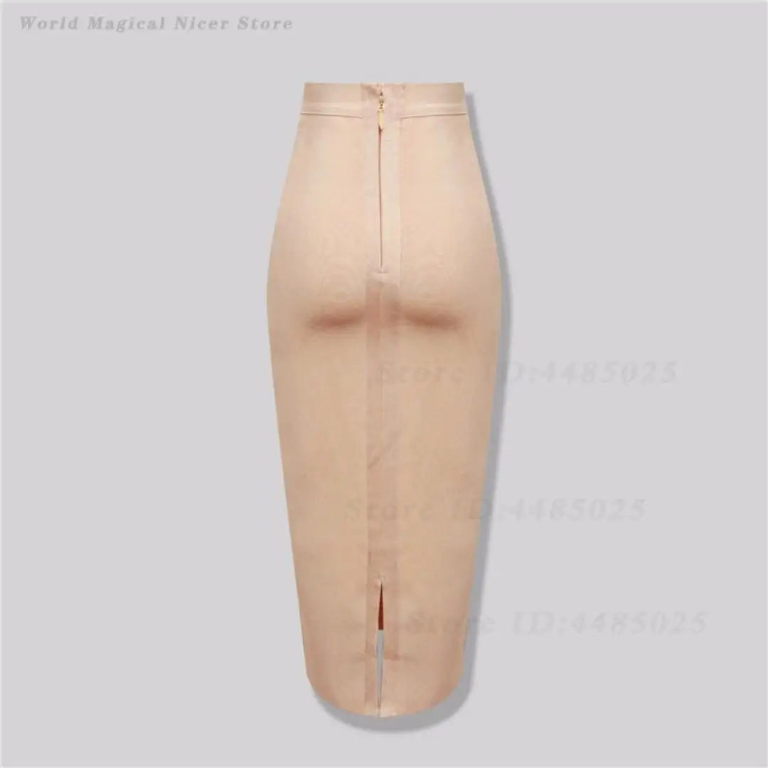 Women Elegant High Waist Stretch Bandage Midi Skirt Sexy Bodycon Pencil Skirt Slim Fit High Street Party Daily Formal Bottoms