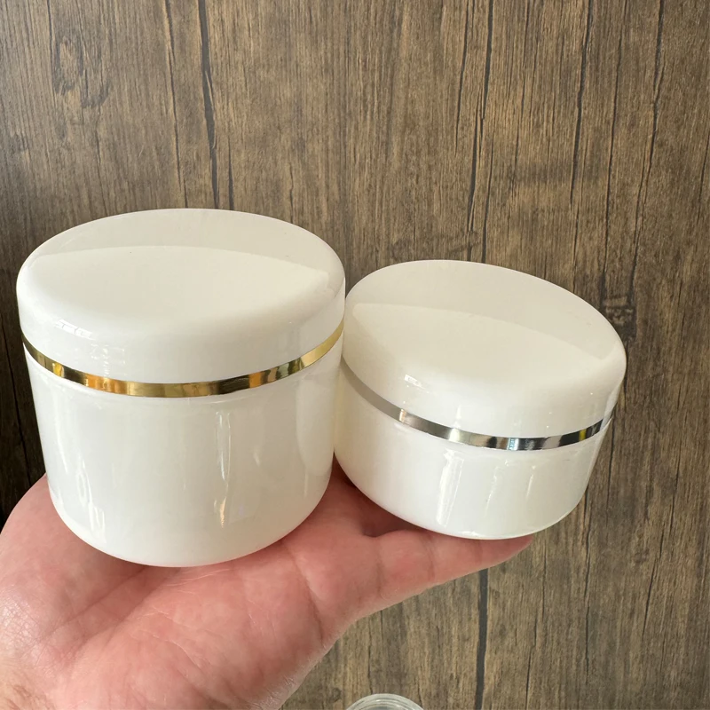 1 bag White Plastic Cream Jar Sample Containers for Cream Jars: Refillable Round Compact Trial Cases