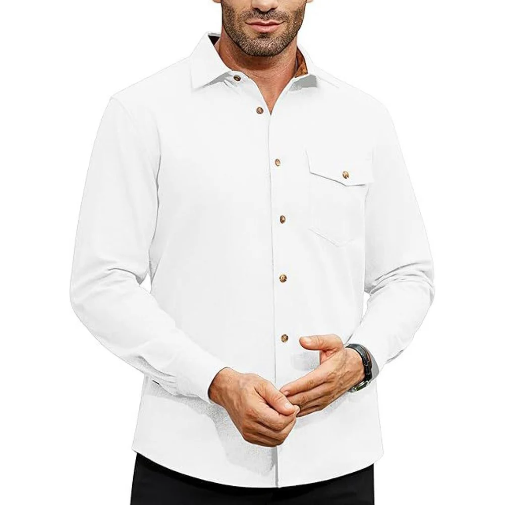 

Fashion Button Down Men's Long Sleeve Shirts Holidays Casual Outings 2XL Men's Casual Style Slight Stretch Fabric